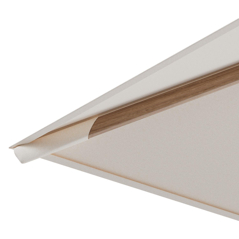 Rufina zweefparasol met tiltfunctie in houtlook aluminium en Natte Linen Chalk All Weather Sunbrella® Luxe parasoldoek - L1 300 x L2 300 cm met parasolvoet Minore 150 kg met wielen