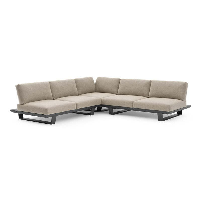 Pagino loungehoek in zwart aluminium met catania beige all weather cosytica kussen