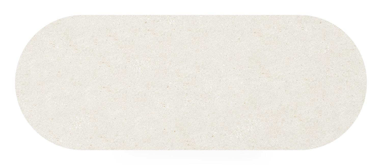 Organo tuintafel ovaal in wit aluminium en volkeramiek  shilin - L 260 x B 100 x H 74 cm