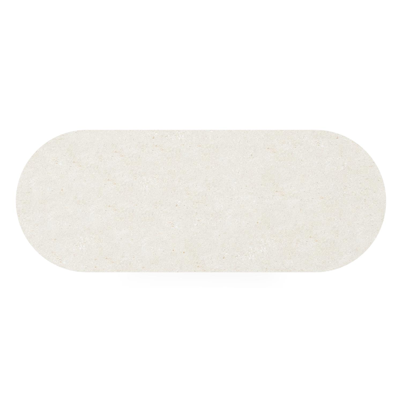 Table de jardin Organo ovale en aluminium blanc et céramique pleine shilin - Lg. 260 x Lrg. 100 x Haut. 74 cm