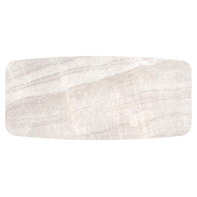 Orso tuintafel bootvorm in beige aluminium en volkeramiek Taj Mahal - L 255 x B 115 x H 74.5 cm