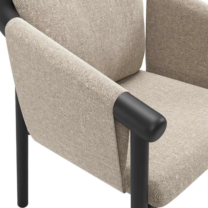 Chaise de jardin empilable Amico en aluminium noir et aluminium noir avec coussin en All Weather Sunbrella® Luxe Chartres Pewter
