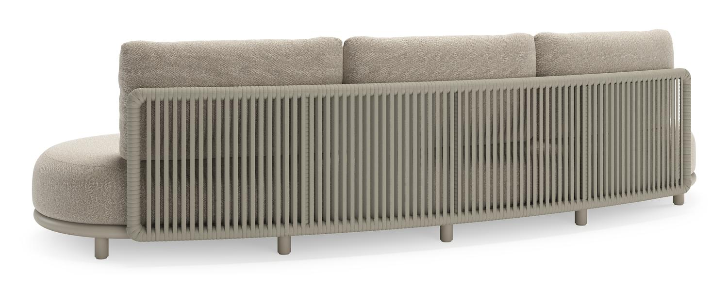 Salon de jardin Lomano en aluminium beige et corde luxe plate tissÃ©e verticalement beige et coussins en all weather cosytica Marbella Ecru