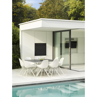 Cesano tuintafel in wit aluminium en volkeramiek aspen grey - L 148 x B 148 x H 74,5 cm