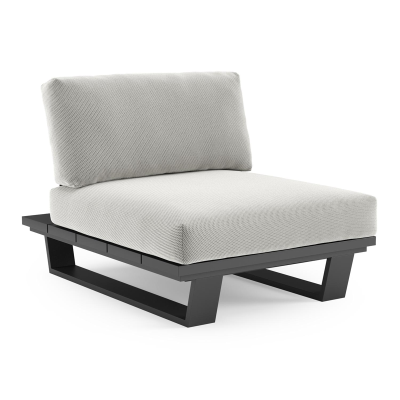 Pagino loungestoel in zwart aluminium met lopi ash all weather sunbrella® luxe kussen