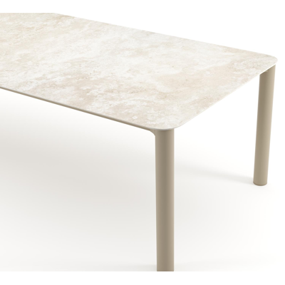 Orso tuintafel rechthoekig afgerond in beige aluminium en volkeramiek Rapolano - L 290 x B 110 x H 74.5 cm