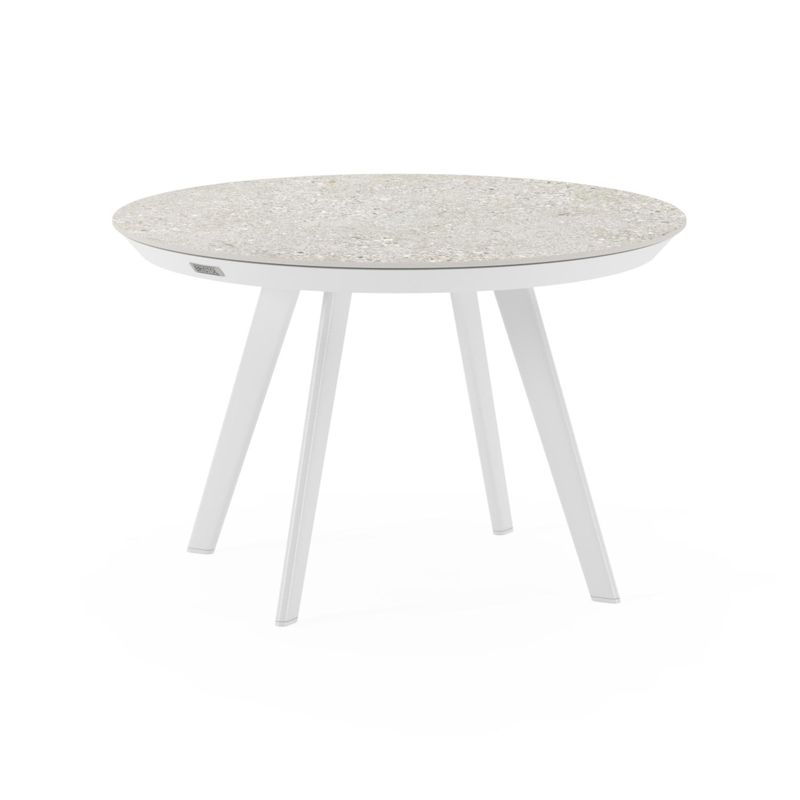 Rondo loungetafel in wit aluminium en shilin volkeramiek - Dia. 65 x H 40 cm
