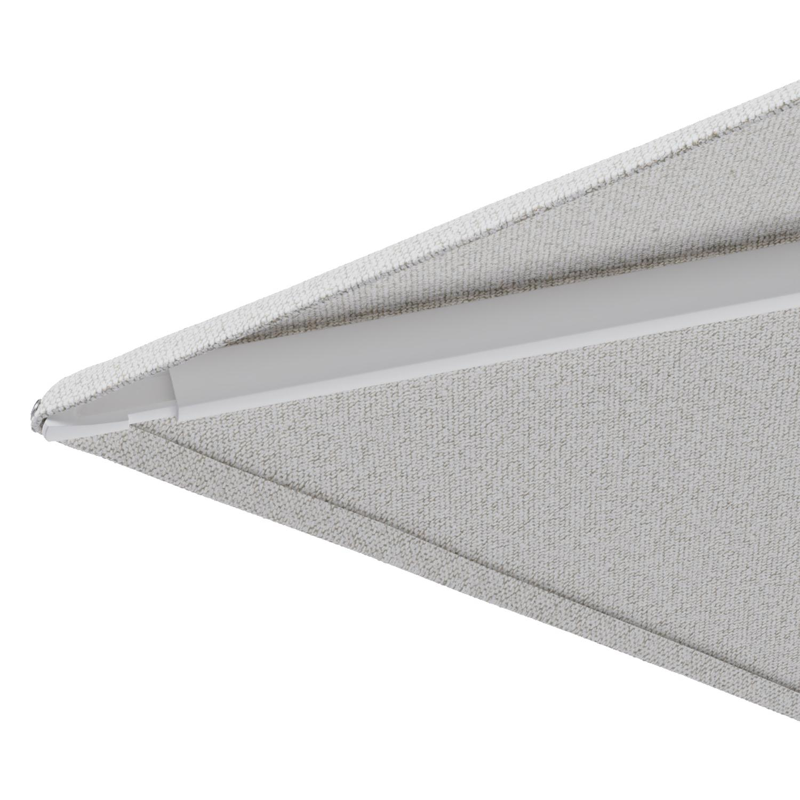 Minore zweefparasol met tiltfunctie in wit aluminium en Ego Birch All Weather Solica parasoldoek - L1 350 x L2: 350 cm met parasolvoet Minore 260 kg met wielen