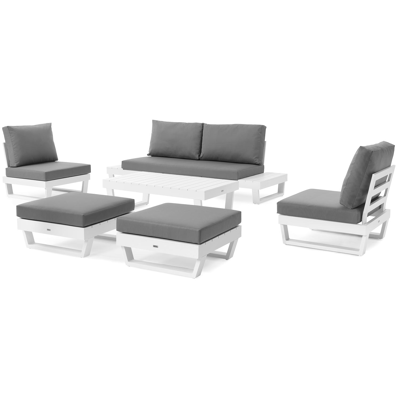 Modica lounge poef in wit aluminium met grijs textilene kussen