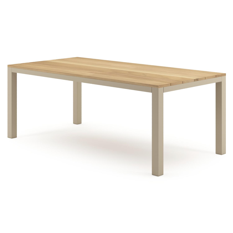 Como tuintafel rechthoekig in beige aluminium en teak - L 200 x B 100 x H 73 cm