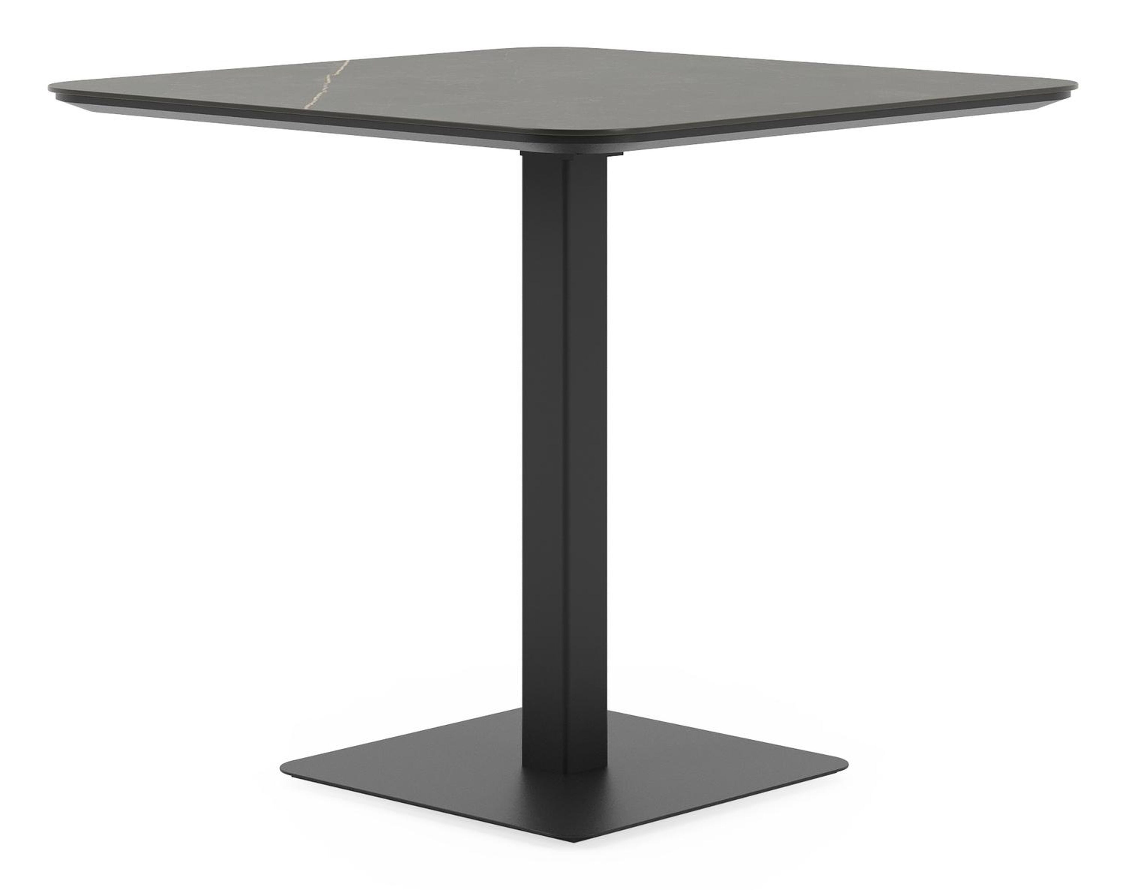 Fano kantelbare tuintafel vierkant afgerond in zwart aluminium en volkeramiek calatorao - L 80 x B 80 x H 73 cm