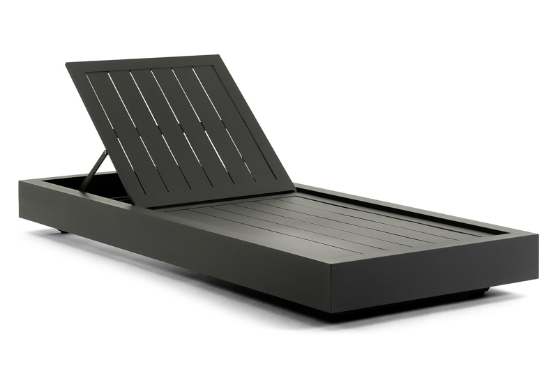 Como verstelbaar ligbed in zwart aluminium met lopi marble all weather Sunbrella® luxe kussen