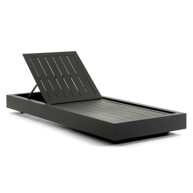 Como verstelbaar ligbed in zwart aluminium met natte sooty all weather Sunbrella® luxe kussen