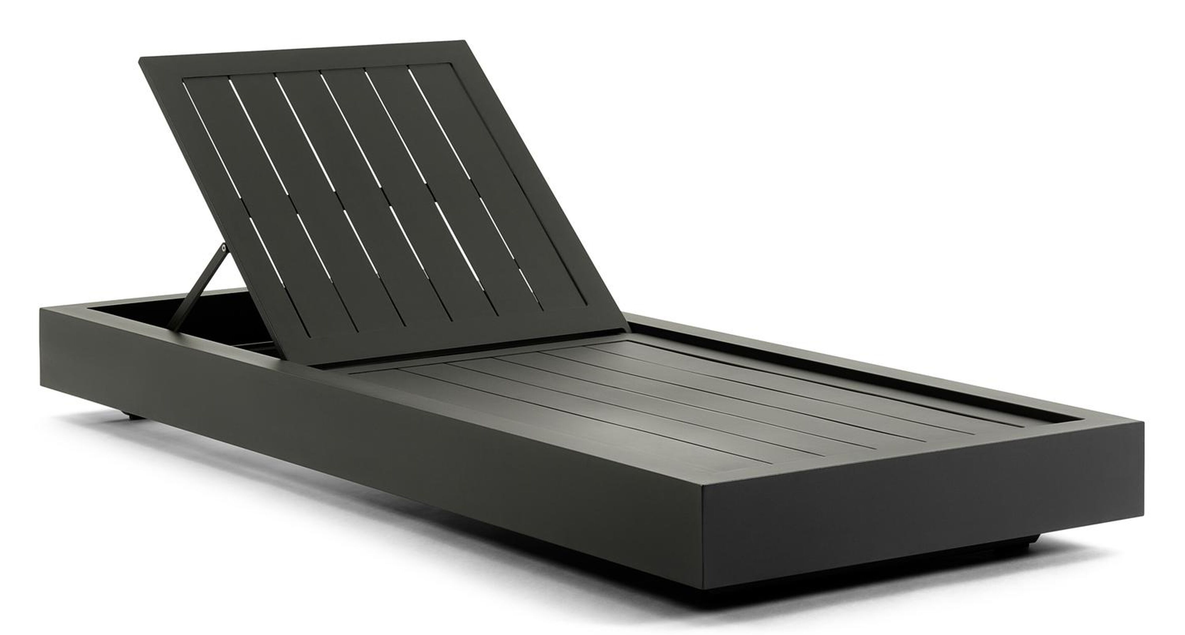 Chaise longue réglable Como en aluminium noir et coussin en all weather Cosytica madagascar oak