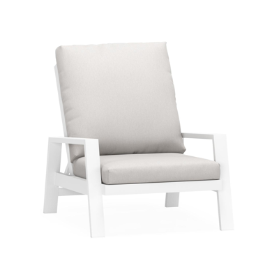 Fauteuil de jardin Veneto en aluminium blanc avec coussins en all weather sunbrella® premium gris
