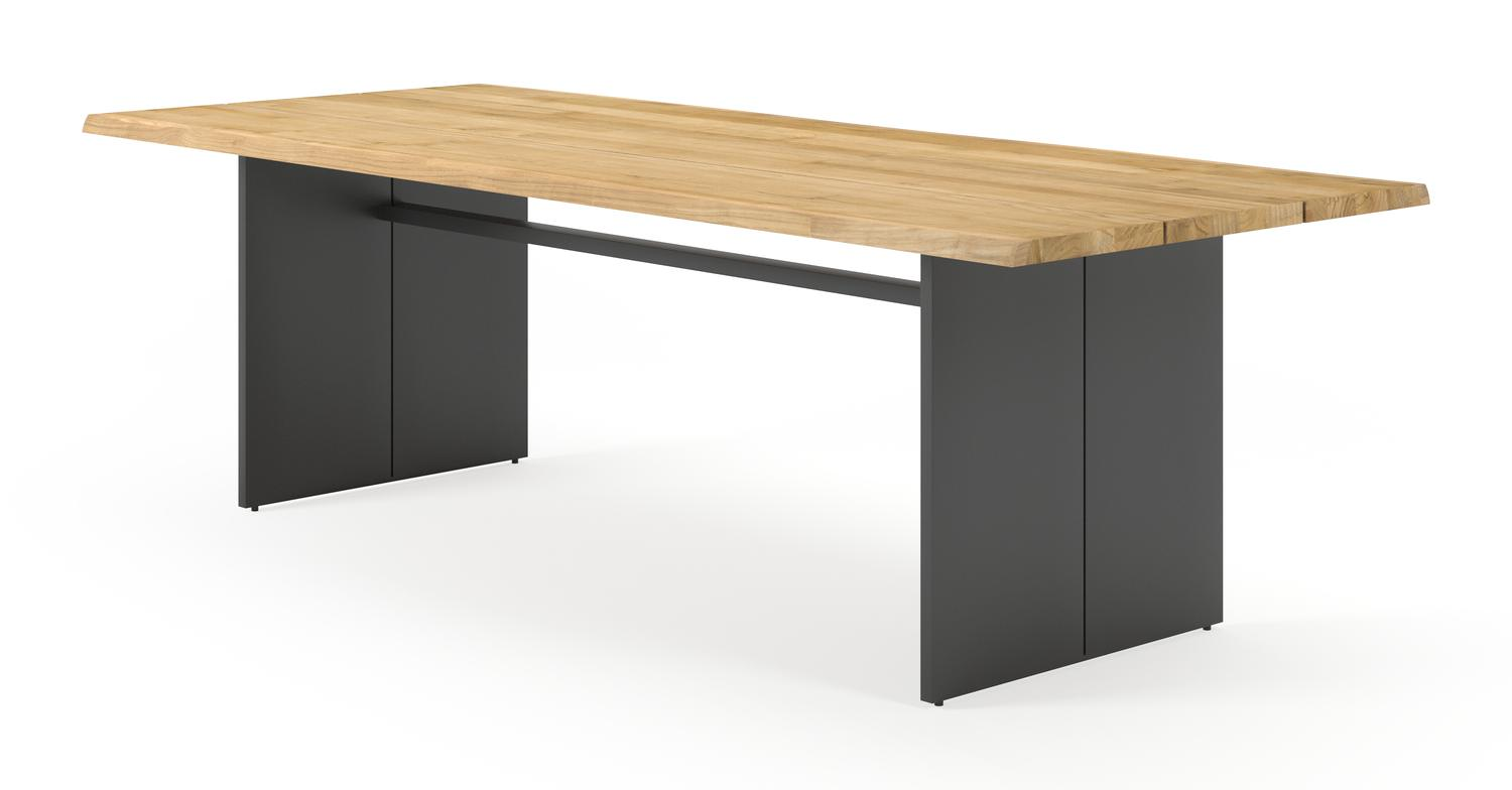 Portofino tuintafel in zwart aluminium en teak - L 240 x B 102 x H 74,5 cm