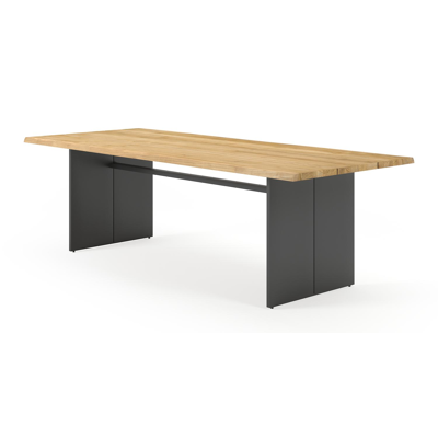 Portofino tuintafel in zwart aluminium en teak - L 240 x B 102 x H 74,5 cm
