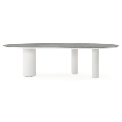 Amico tuintafel organisch in wit aluminium en volkeramiek Aspen Grey - L 280 x B 120 x H 73.5 cm