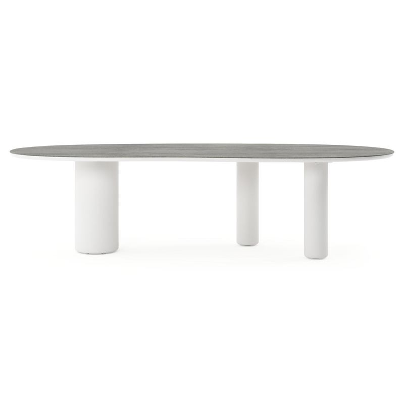 Amico tuintafel organisch in wit aluminium en volkeramiek Aspen Grey - L 280 x B 120 x H 73.5 cm