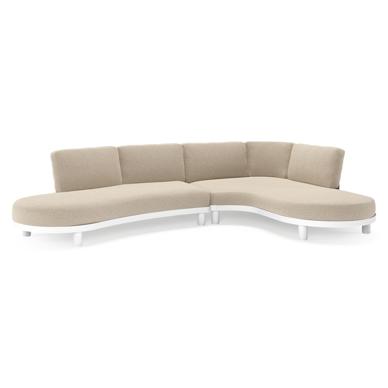 Donato loungehoek in wit aluminium met all weather cosytica Marbella Beige kussen