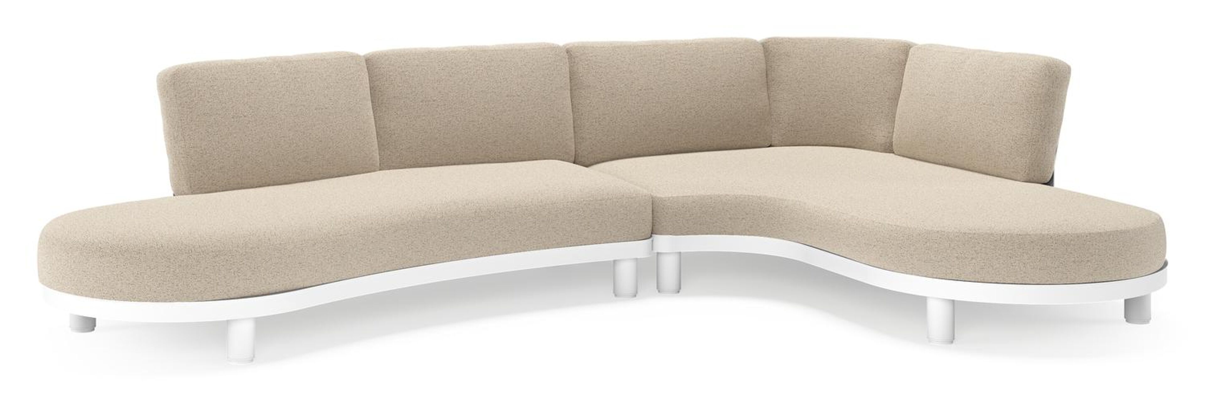 Donato loungehoek in wit aluminium met all weather cosytica Marbella Beige kussen