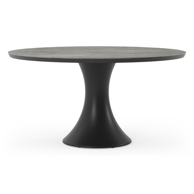 Fano tuintafel in zwart aluminium en volkeramiek aspen grey - Dia. 148 x H 75 cm