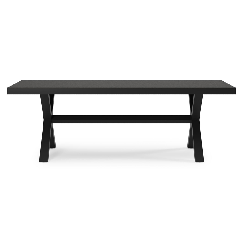 Reza tuintafel rechthoekig in zwart aluminium en sintered stone Notte minerale - L 220 x B 92 x H 73.5 cm