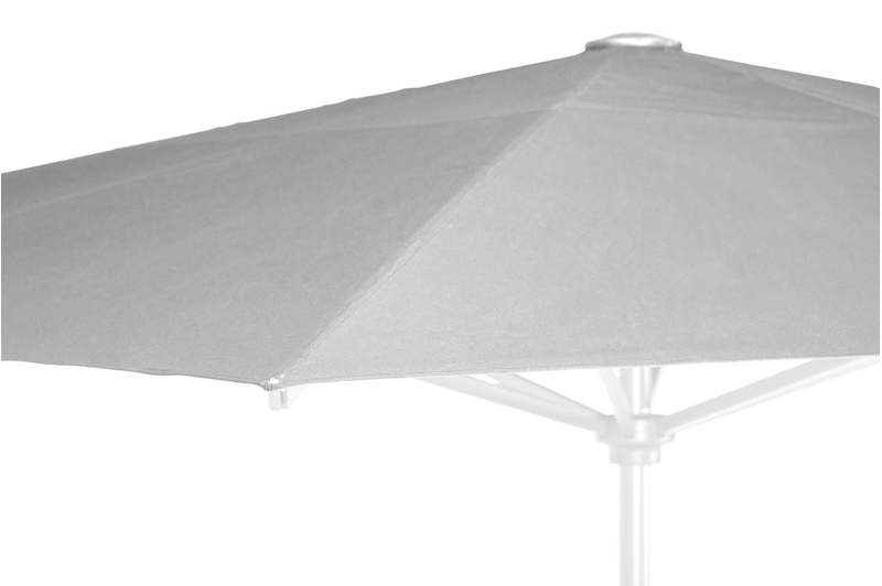 Solino staanparasol in wit aluminium met grijs all weather sunbrella® premium parasoldoek - L1 400 x L2 400 cm (met voet)
