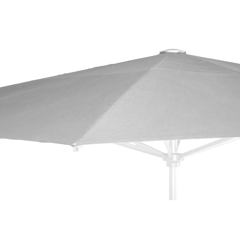 Solino staanparasol in wit aluminium met grijs all weather sunbrella® premium parasoldoek - L1 400 x L2 400 cm (met voet)