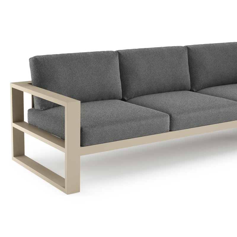 Salon de jardin d'angle Verato en aluminium beige et coussins en all weather cosytica catania black