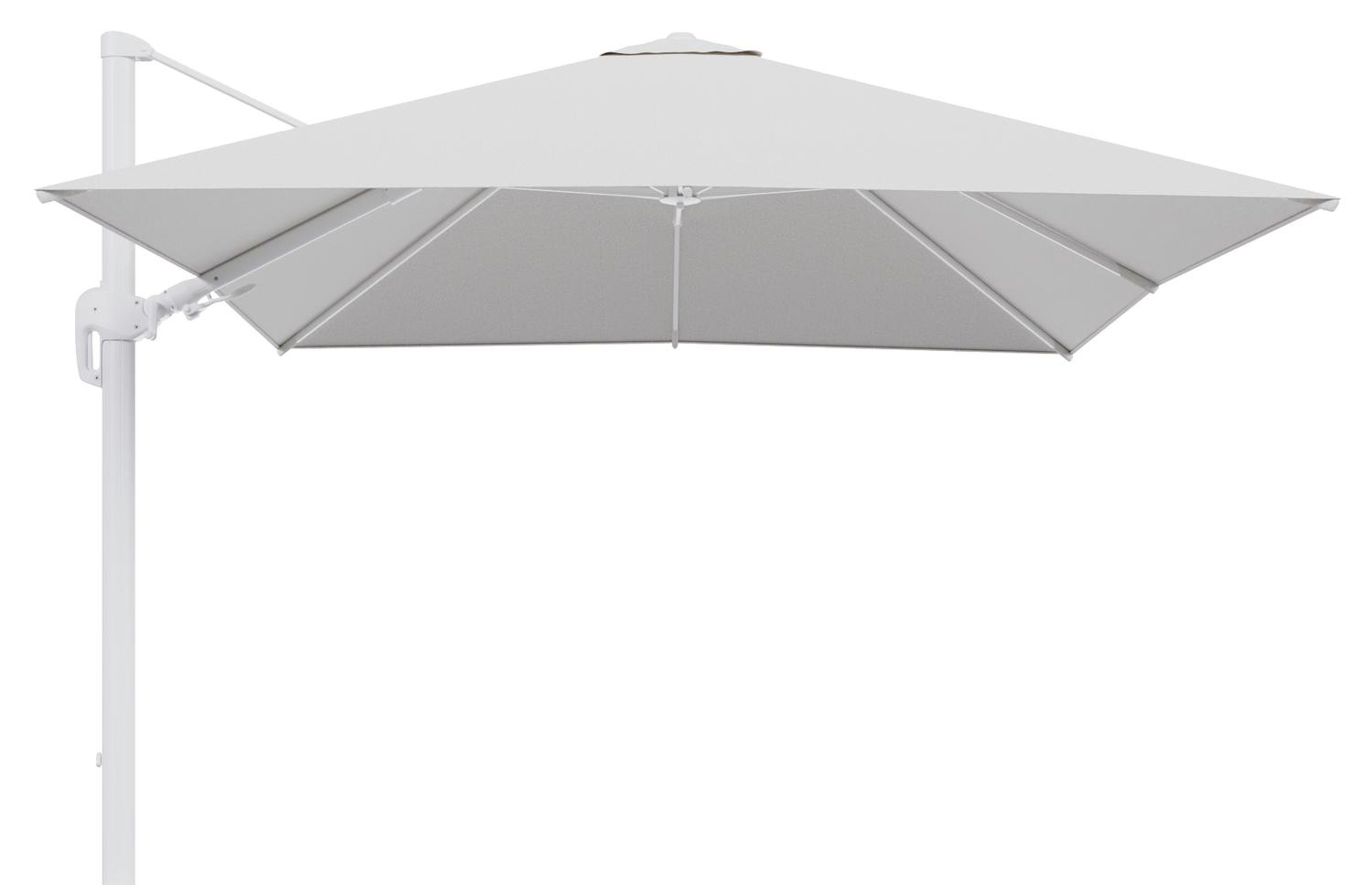Rufina zweefparasol tiltfunctie in wit aluminium en parasoldoek in All Weather Solica Ego Birch  - L1 300 x L2 300 cm (zonder voet)