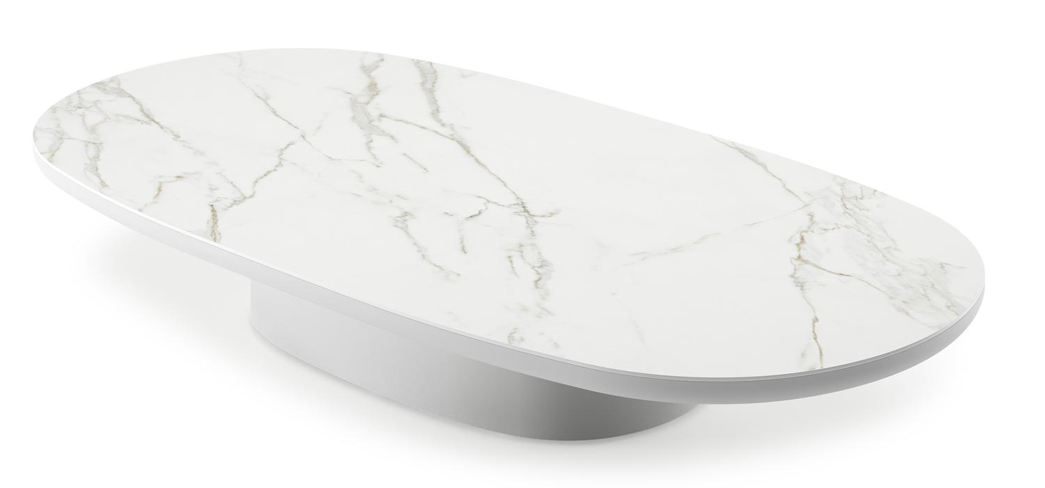 Amico loungetafel bombo in wit aluminium en volkeramiek Calacatta - L 171 x B 89 x H 24 cm