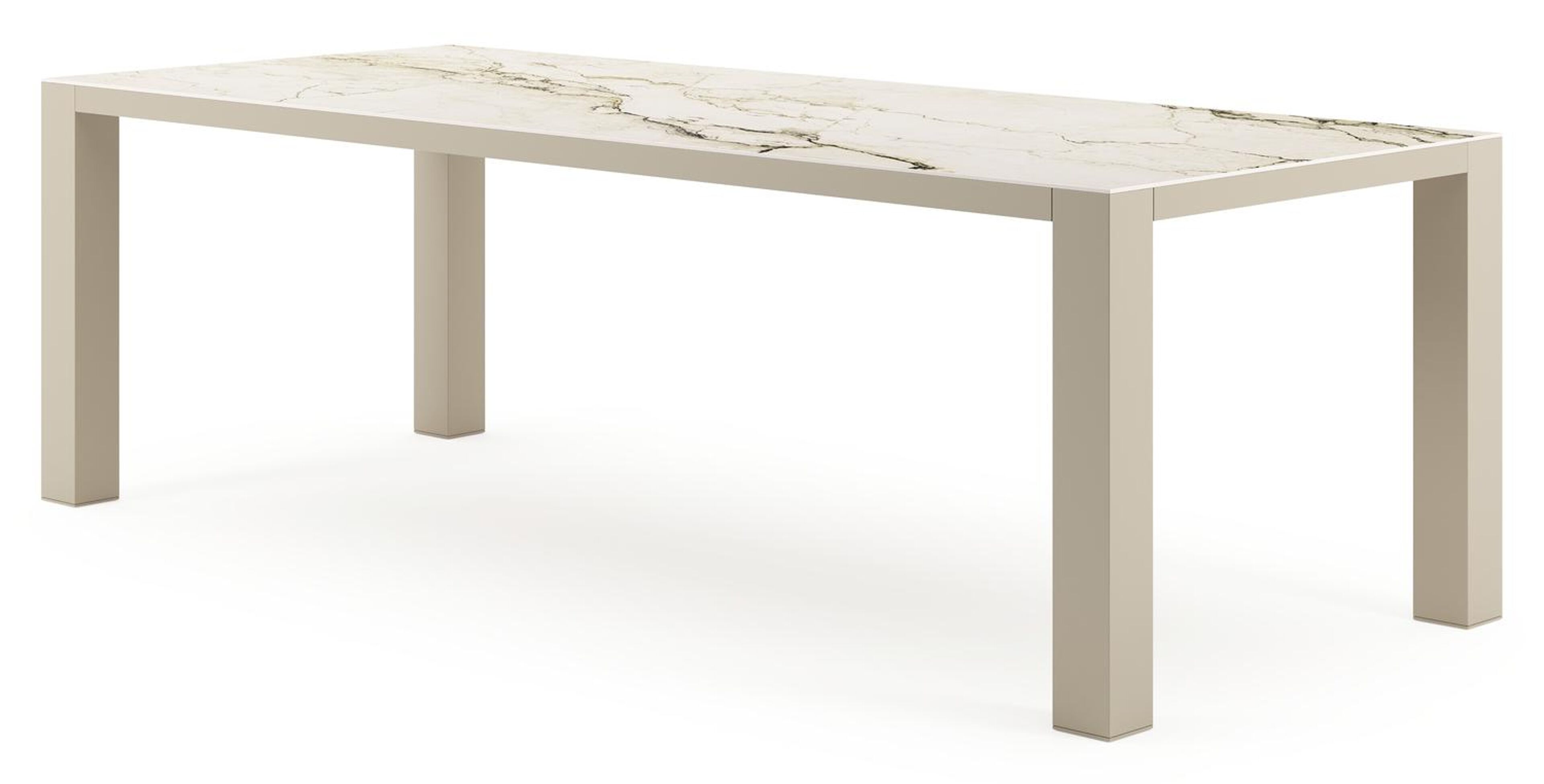 Nano tuintafel rechthoekig in beige aluminium en volkeramiek Colorado Dunes L 240 x B 100 x H 75 cm
