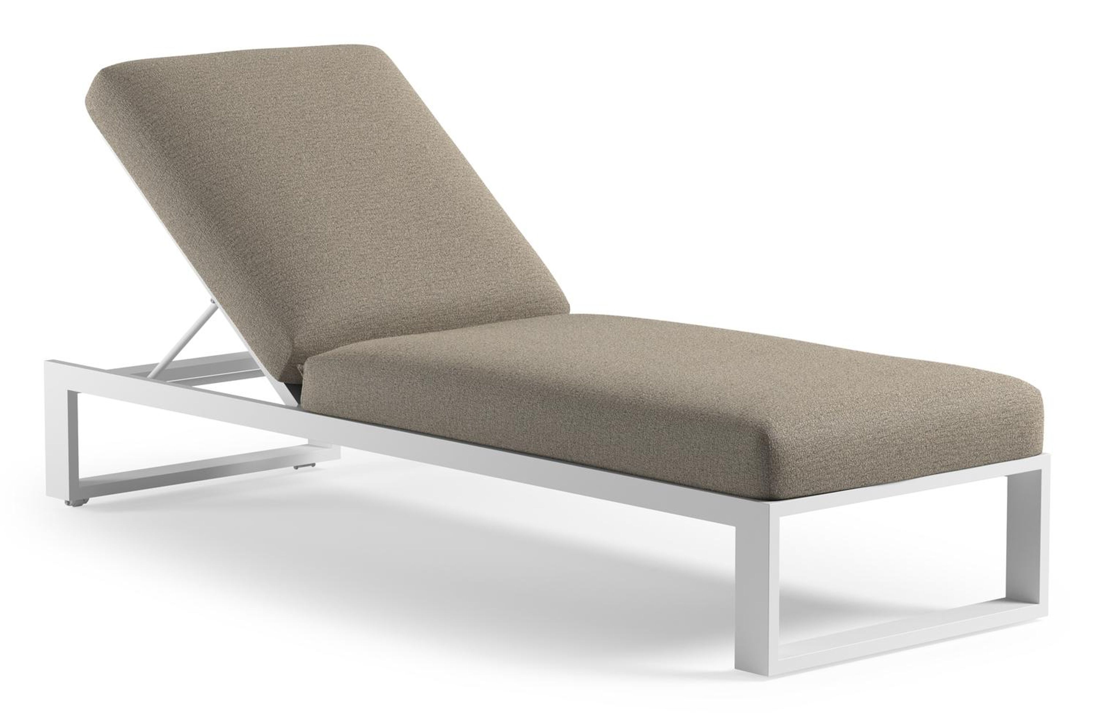 Chaise longue réglable Verato en aluminium blanc et coussin en all weather Cosytica catania beige