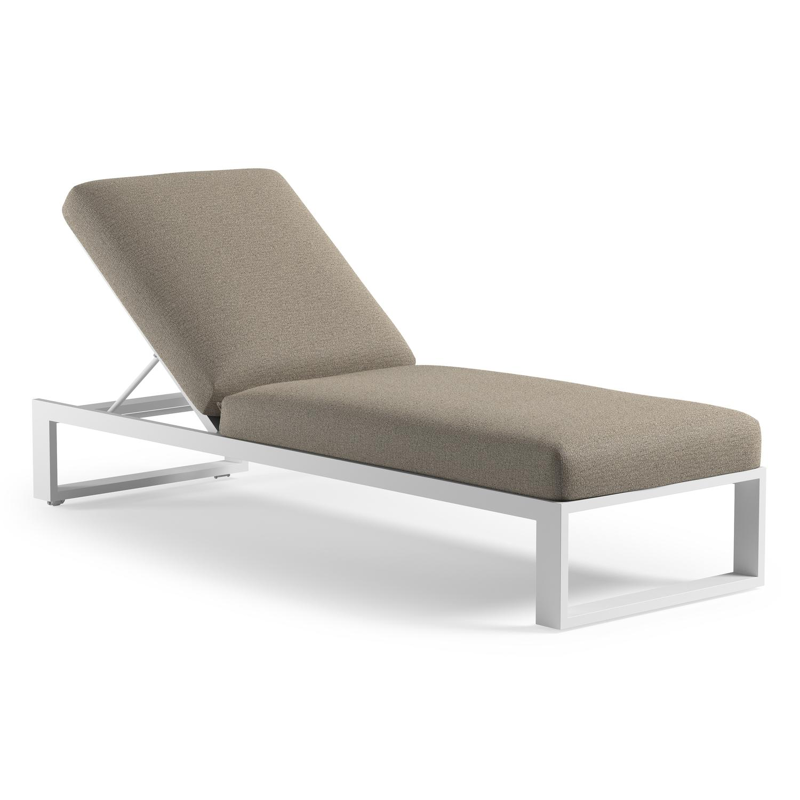 Chaise longue réglable Verato en aluminium blanc et coussin en all weather Cosytica catania beige