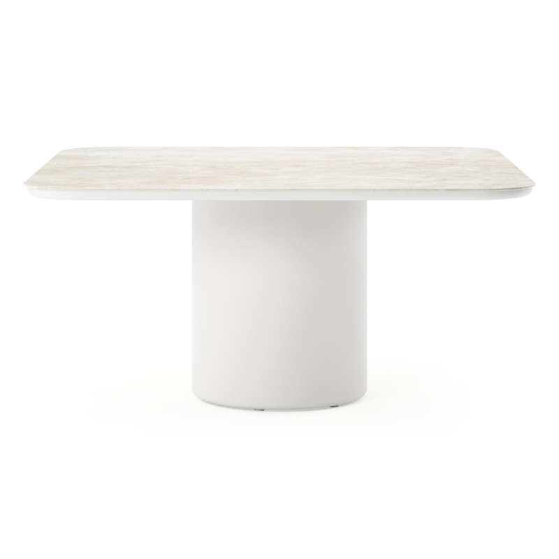 Amico tuintafel afgerond vierkant in wit aluminium en volkeramiek Rapolano - L 148 x B 148 x H 73.5 cm