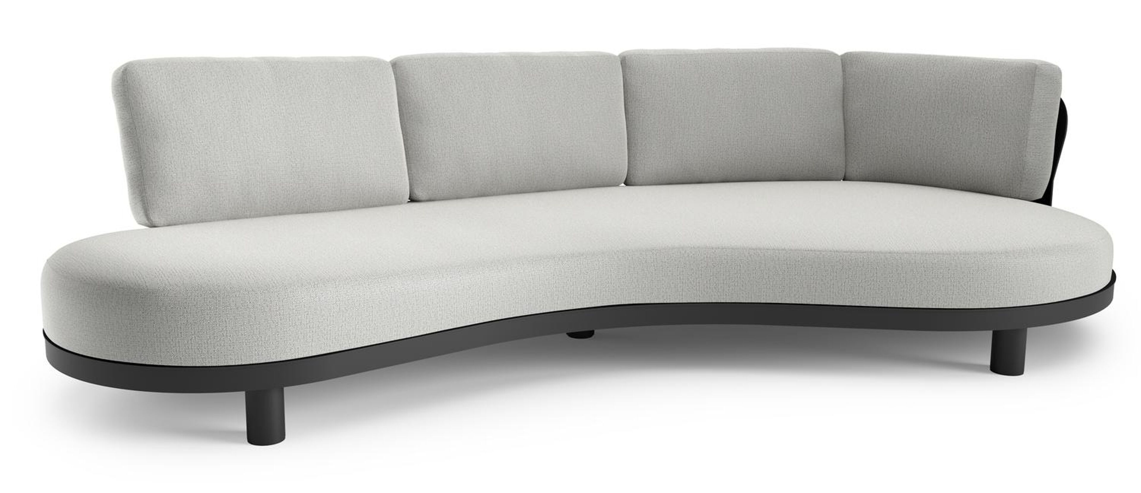 Canapé de jardin Donato en aluminium noir et coussins en all weather sunbrella® luxe savane nimbus