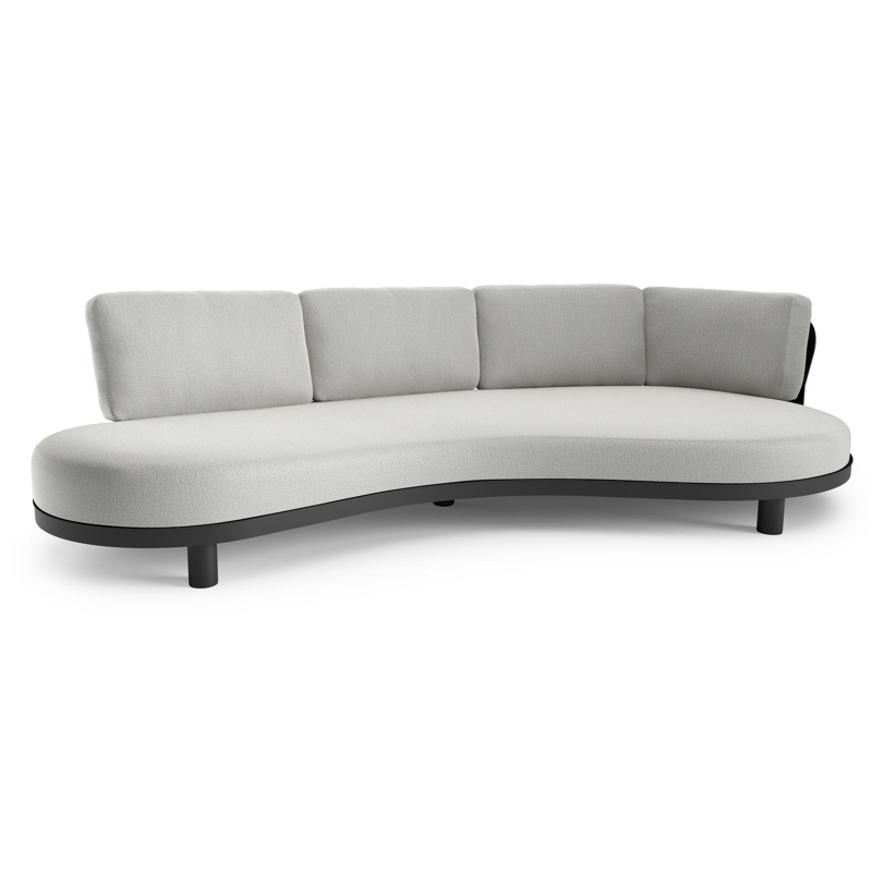 Canapé de jardin Donato en aluminium noir et coussins en all weather sunbrella® luxe savane nimbus