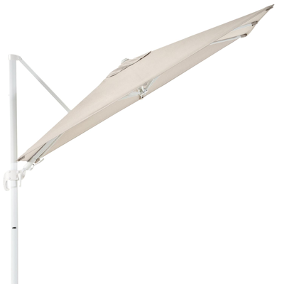 Avola zweefparasol met tiltfunctie in wit aluminium met natte graumel chalk all weather sunbrella® premium parasoldoek - L1 200 x L2 300 cm (zonder voet)