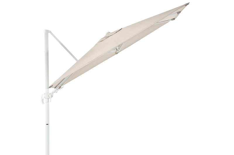 Avola zweefparasol met tiltfunctie in wit aluminium met natte graumel chalk all weather sunbrella® premium parasoldoek - L1 200 x L2 300 cm (zonder voet)