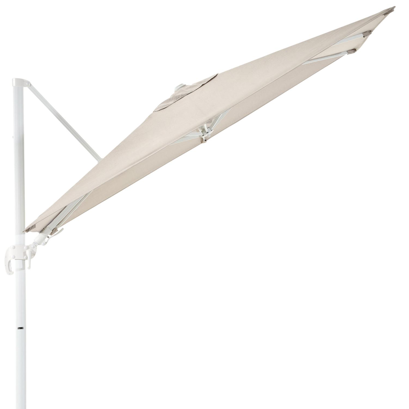 Avola zweefparasol met tiltfunctie in wit aluminium met natte graumel chalk all weather sunbrella® premium parasoldoek - L1 200 x L2 300 cm (zonder voet)