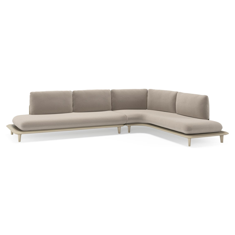 Bomero loungehoek in beige aluminium met savane coconut all weather sunbrella® luxe kussen