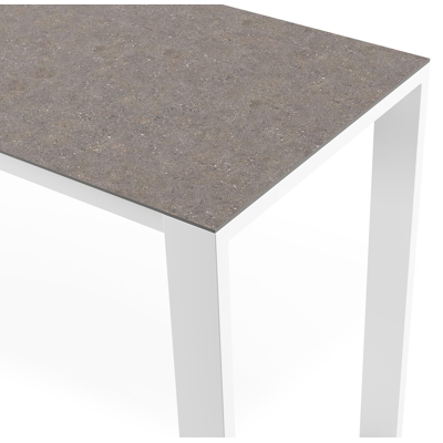Verato bartafel rechthoekig in wit aluminium en volkeramiek Wulong - L 220 x B 70 x H 106 cm