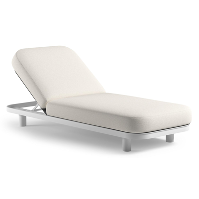 Chaise longue réglable Donato en aluminium blanc et coussin en all weather Solica soul optik