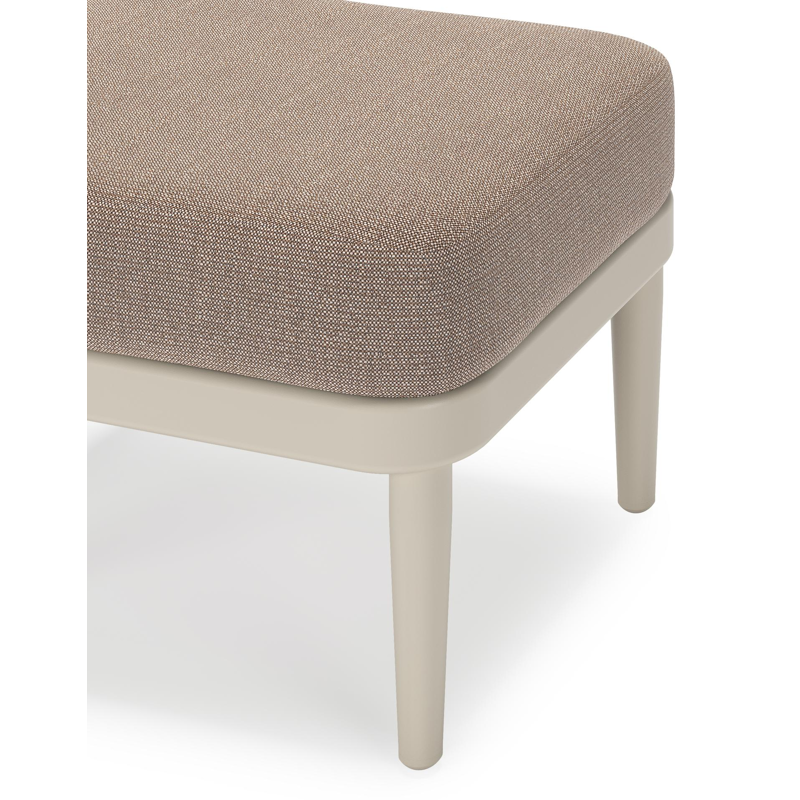 Pouf Orso en aluminium beige et coussins en all weather sunbrella® luxe Savane Earth