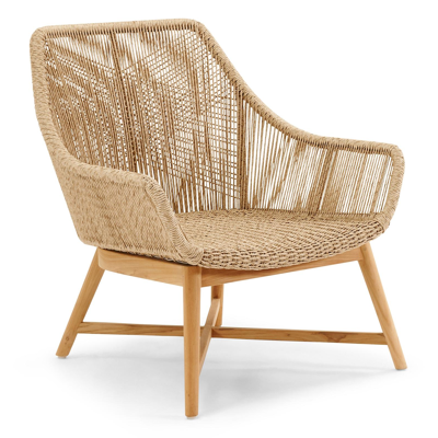 Borgo loungezetels in teak en wicker met kussens