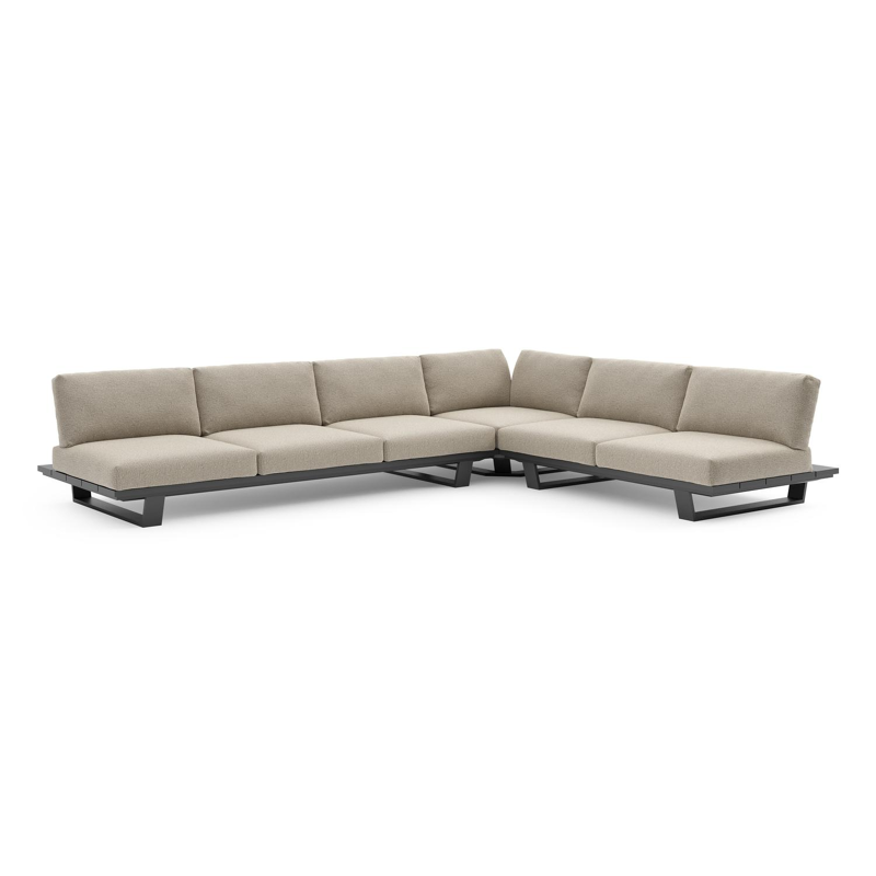 Pagino loungehoek in zwart aluminium met catania beige all weather cosytica kussen
