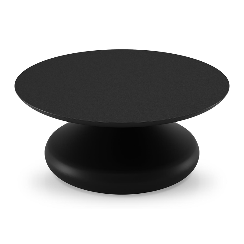 Bomero loungetafel rond in zwart aluminium en volkeramiek Nero Black - Dia. 84 x H 32.2 cm