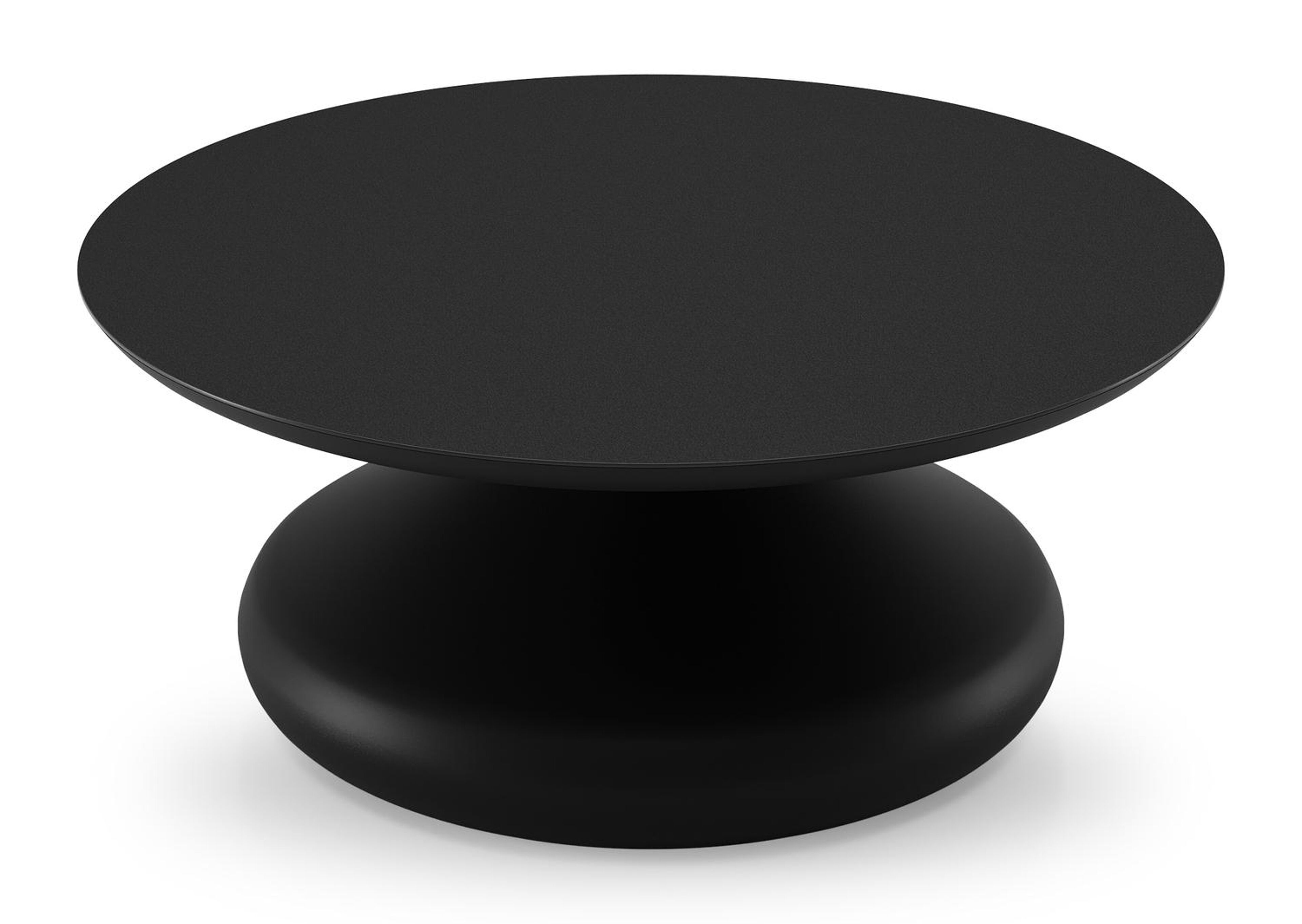 Bomero loungetafel rond in zwart aluminium en volkeramiek Nero Black - Dia. 84 x H 32.2 cm