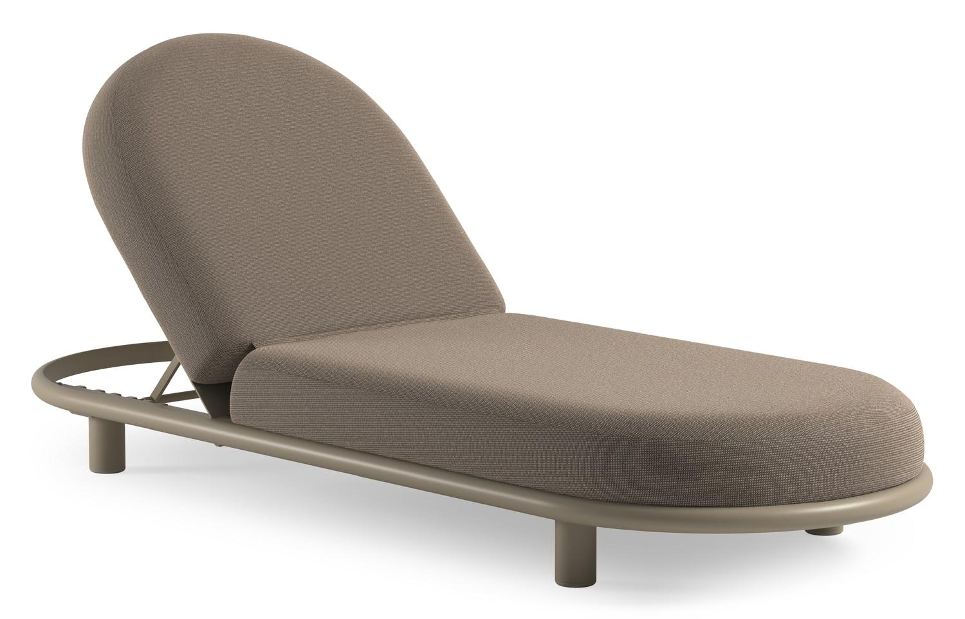 Chaise longue réglable Lomano en aluminium beige avec firenze earth all weather solica coussin